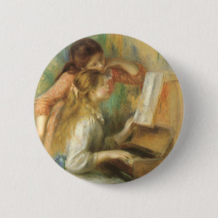 Macaron Rond 5 Cm Young Girls at Piano by Pierre Renoir