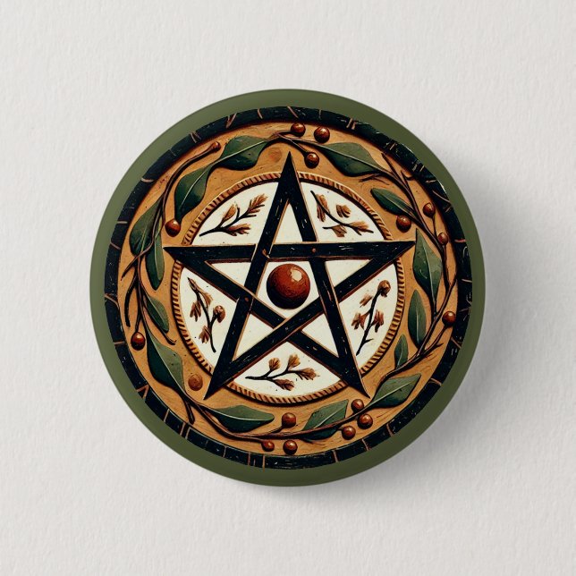 Macaron Rond 5 Cm Yule Pentacle (Devant)