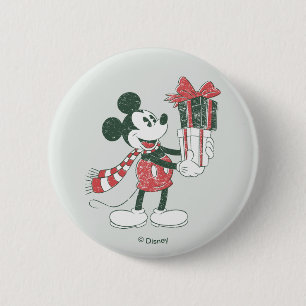 Macaron Rond 5 Cm Yuletide Joy   Joyeux Noël Mickey