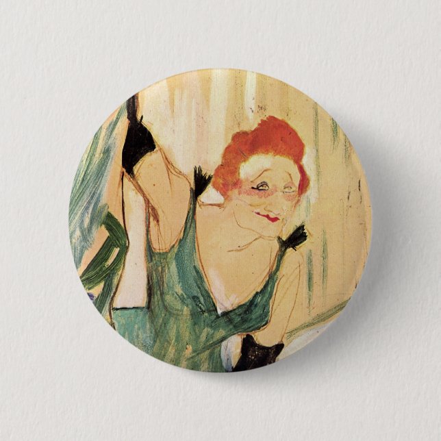 Macaron Rond 5 Cm Yvette Guilbert, Henri de Toulouse-Lautrec (Devant)