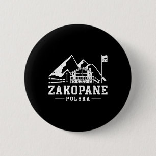 Macaron Rond 5 Cm Zakopane Polska Sports d'hiver Ski Snowboard