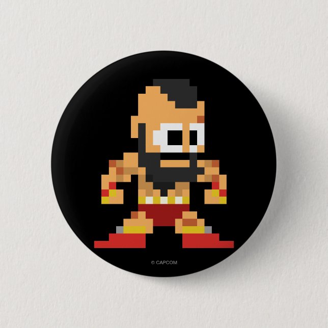 Macaron Rond 5 Cm Zangief à 8 bits (Devant)