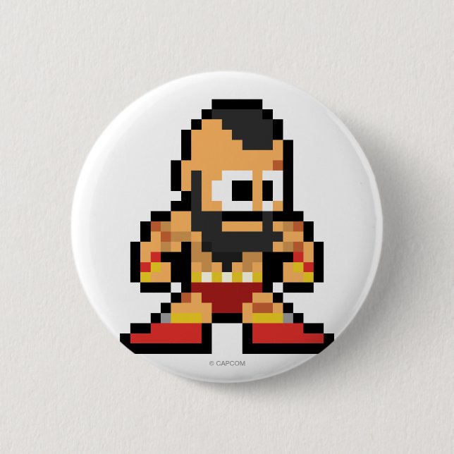 Macaron Rond 5 Cm Zangief à 8 bits (Devant)