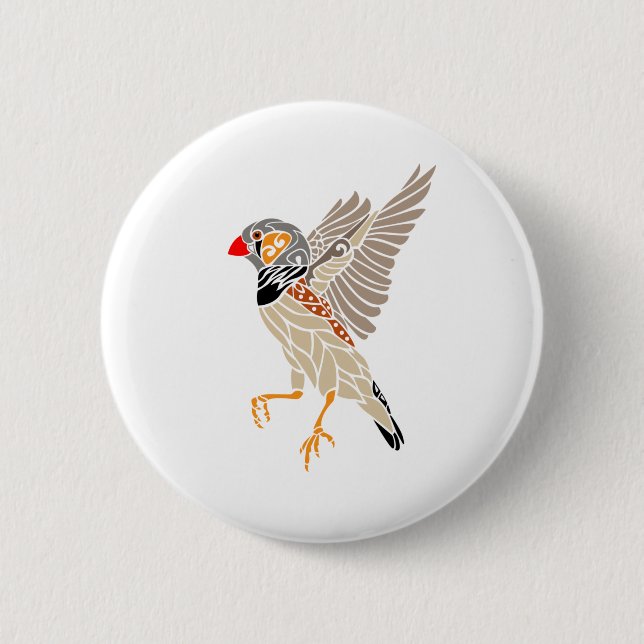 Macaron Rond 5 Cm Zebra finch tribal tattoo design (Devant)