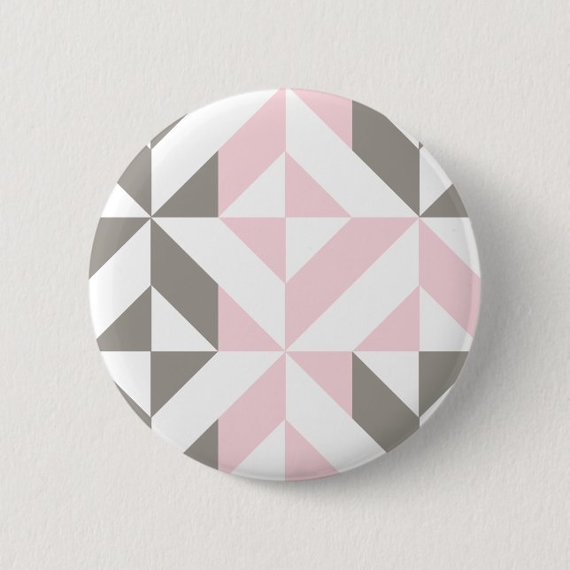 Macaron Rond 5 Cm ZigZag géométrique rose et argent (Devant)