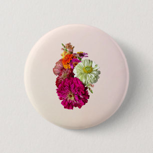 Macaron Rond 5 Cm Zinnia Bouquet