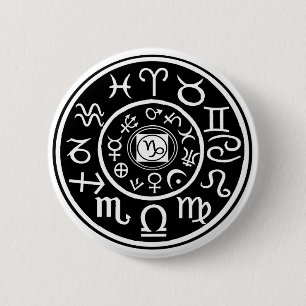 Macaron Rond 5 Cm Zodiac - Capricorne Constellation