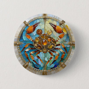 Macaron Rond 5 Cm Zodiaque - Cancer Le Crabe