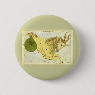 Macaron Rond 5 Cm Zodiaque vintage, Astrologie Capricorne Constellat