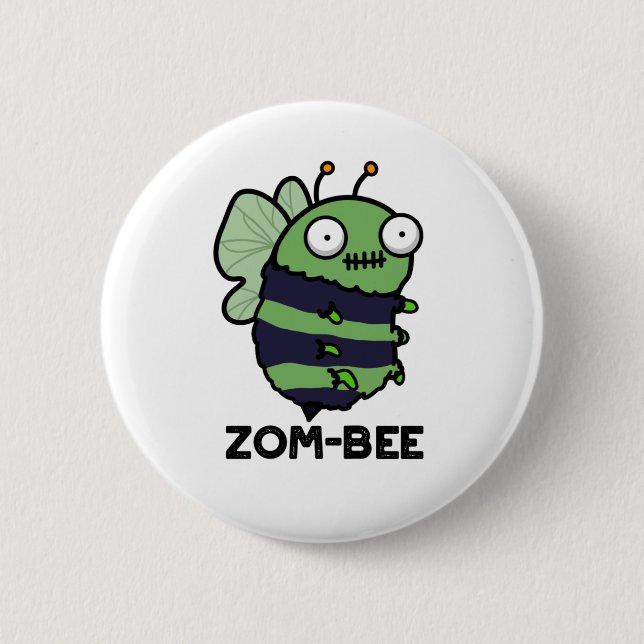 Macaron Rond 5 Cm Zom-bee Drôle Halloween Zombie Bee Pun (Devant)