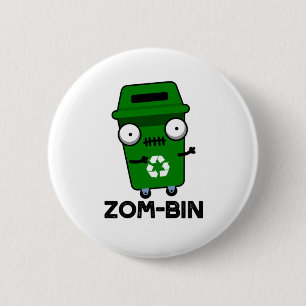 Macaron Rond 5 Cm Zom-bin Funny Halloween Zombie Trash Bin Pun