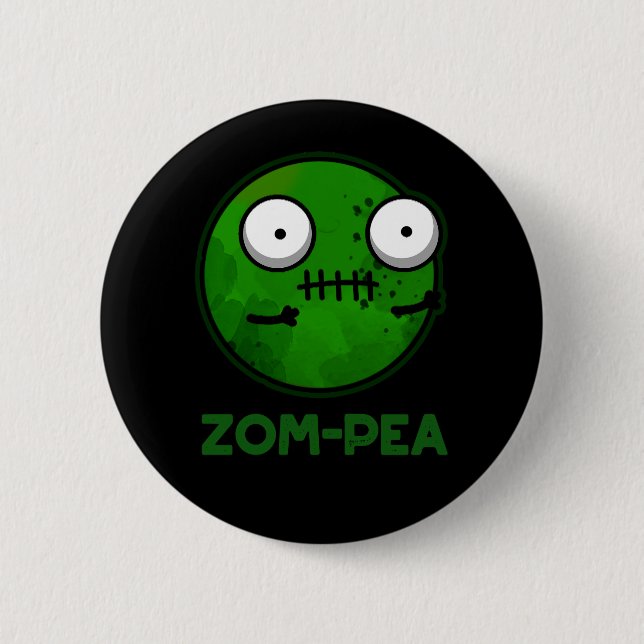 Macaron Rond 5 Cm Zom-pois amusant Zombie Pea Pun Dark BG (Devant)