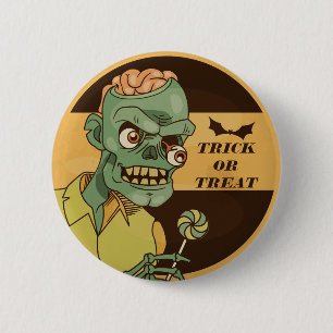 Macaron Rond 5 Cm Zombie déplaisant avec Lollipop Vintage Bouton d