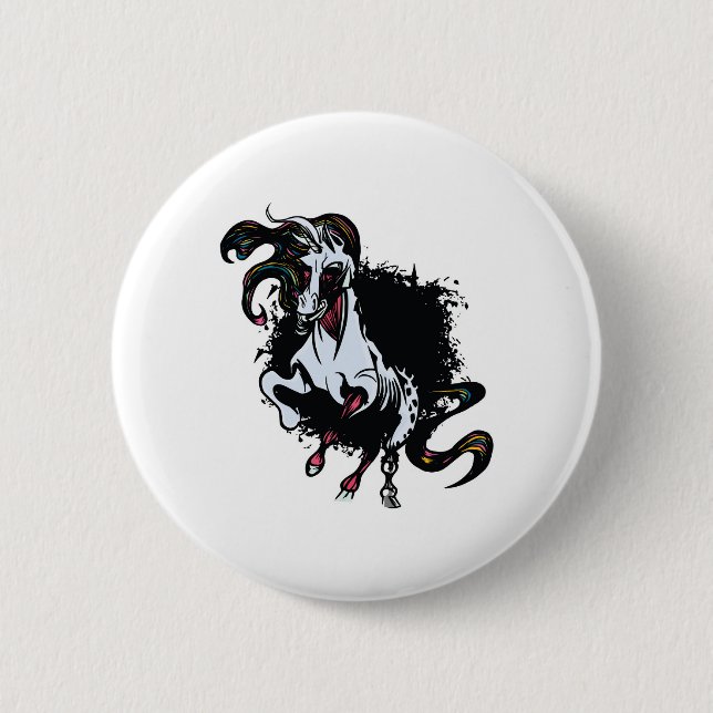 Macaron Rond 5 Cm Zombie Unicorn Standing (Devant)