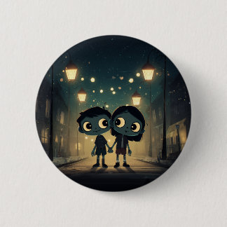 Macaron Rond 5 Cm Zombies mignons et Éffrayants en amour - Bouton