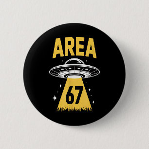 Macaron Rond 5 Cm Zone 67 Thème d'Alien de vaisseau spatial Ufo drôl