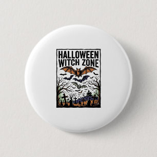 Macaron Rond 5 Cm Zone de sorcière d'Halloween Dessin de chauves-sou