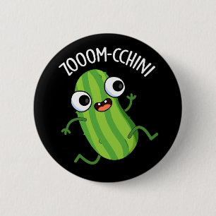 Macaron Rond 5 Cm Zoom-cchini Funny Zucchini Pun Dark BG