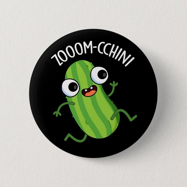 Macaron Rond 5 Cm Zoom-cchini Funny Zucchini Pun Dark BG (Devant)