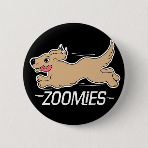Macaron Rond 5 Cm Zoomies de chien drôle noir