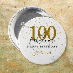 Macaron Rond 7,6 Cm 100 et Fabulous Gold Black fête d'anniversaire