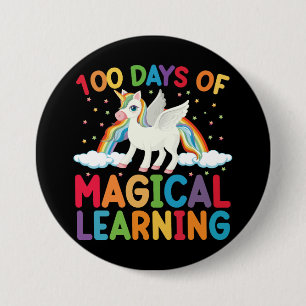 Macaron Rond 7,6 Cm 100 jours d'école licorne magique pour filles 