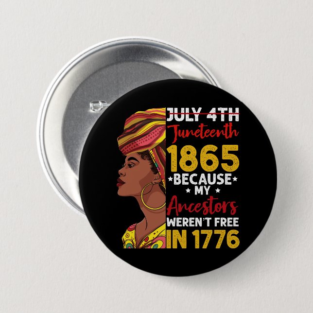 Macaron Rond 7,6 Cm 1776 : Mon ancêtre n'était pas libre 1776 (Devant & derrière)