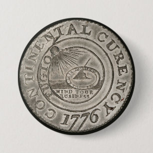 Macaron Rond 7,6 Cm 1776 Monnaie continentale Chiismatic Pièce Patriot