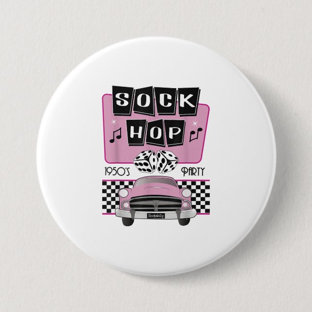 Macaron Rond 7,6 Cm 1950 Sock Hop Dance Costume Retro les années 50 Ro (Devant)