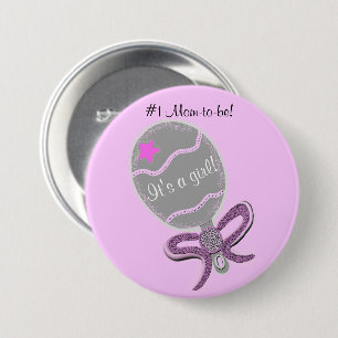 Macaron Rond 7,6 Cm #1 Mom-to-be It's a Girl Baby Shower Pink Button
