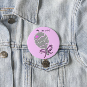 Macaron Rond 7,6 Cm #1 Mom-to-be It's a Girl Baby Shower Pink Button