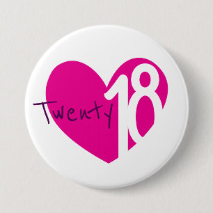 Macaron Rond 7,6 Cm 2018 nouvel an amour 2018 bouton/badge