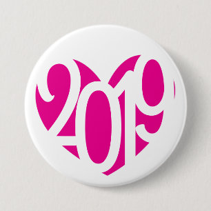 Macaron Rond 7,6 Cm 2019 nouvel an amour 2019 bouton/badge