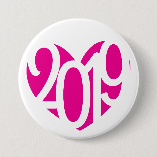 Macaron Rond 7,6 Cm 2019 nouvel an amour 2019 bouton/badge (Devant)