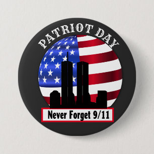 Macaron Rond 7,6 Cm 20e anniversaire 9/11 jamais oublier