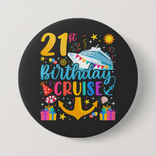Macaron Rond 7,6 Cm 21e anniversaire Croisière B-Day Party Round