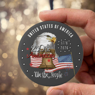 Macaron Rond 7,6 Cm 250 Ans d'Amérique We The People Aigle & Liberté