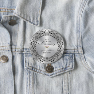 Macaron Rond 7,6 Cm 25e anniversaire du Mariage BlackMandala sur l'arg