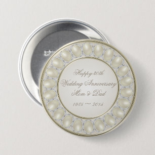 Macaron Rond 7,6 Cm 30ème Bouton d'anniversaire de mariage