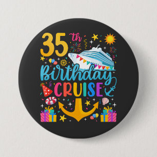 Macaron Rond 7,6 Cm 35e anniversaire Croisière B-Day Party Round
