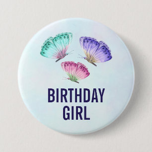 Macaron Rond 7,6 Cm 3 Pastel Aquarelle Papillons Fille Anniversaire