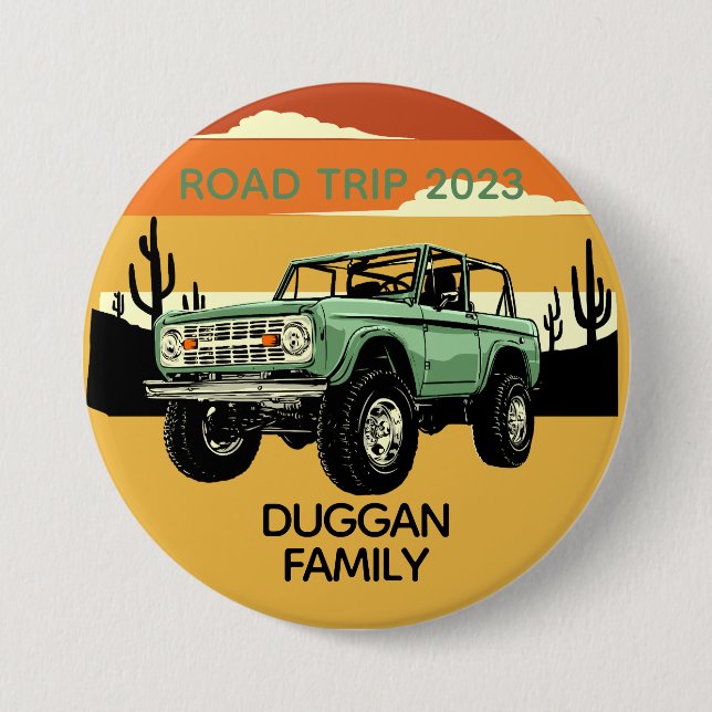 Macaron Rond 7,6 Cm 4x4 Family Adventure Texte personnalisé personnali (Devant)