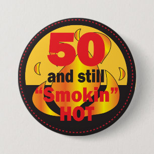 Macaron Rond 7,6 Cm 50 et toujours anniversaire chaud de Smokin