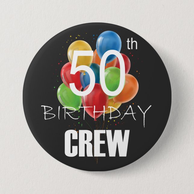 Macaron Rond 7,6 Cm 50e Anniversaire Équipe 50 Groupe d'équipage de so (Devant)