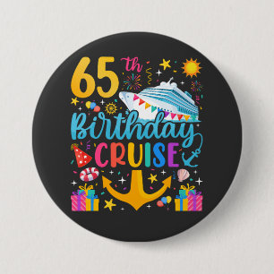 Macaron Rond 7,6 Cm 65e anniversaire Croisière B-Day Party Round