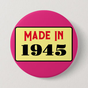 Macaron Rond 7,6 Cm 80e fête d'anniversaire né 1945 80 pin