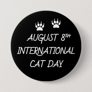 Macaron Rond 7,6 Cm 8 août Journée internationale du chat