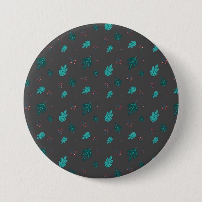 Macaron Rond 7,6 Cm À feuillage persistant Tree Feuilles et Red Holly  (Devant)