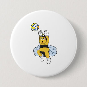 Macaron Rond 7,6 Cm Abeille aux sports de volley-ball
