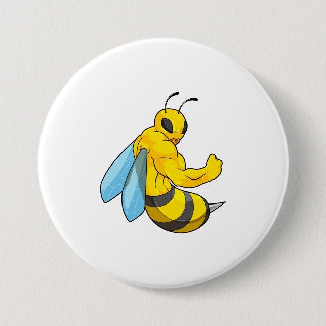 Macaron Rond 7,6 Cm Abeille comme culturiste (Devant)